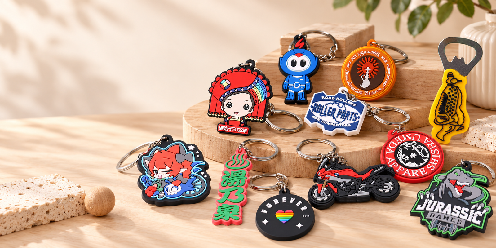 PVC keychains produced by LOVECOLOUR in Guangzhou.