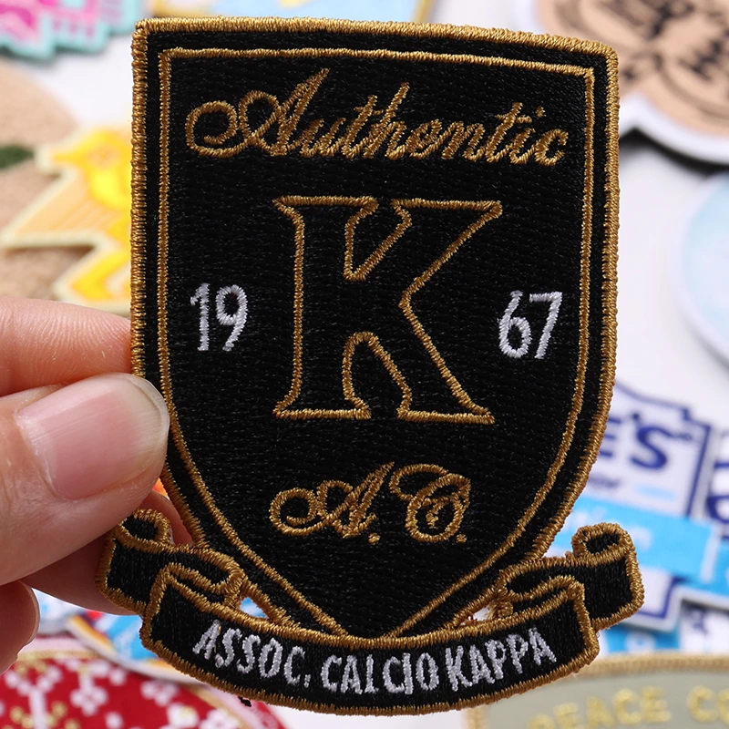 Black shield Authentic K 1967 football club embroidered patch with gold stitching
