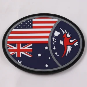 Oval PVC patch combining United States United Kingdom Australia and island graphics