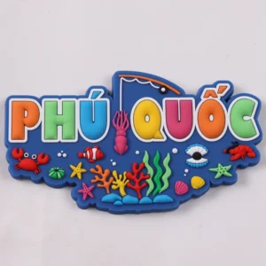 Colorful Phu Quoc PVC souvenir patch with marine animals coral and boat