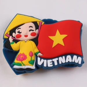 Colorful Vietnam PVC souvenir patch with traditional girl and national flag