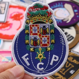 Blue oval LFP embroidered patch with detailed royal crown and crest