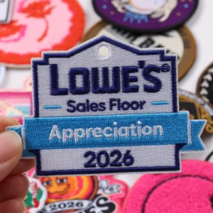 Blue and white Lowes Sales Floor Appreciation 2026 embroidered patch