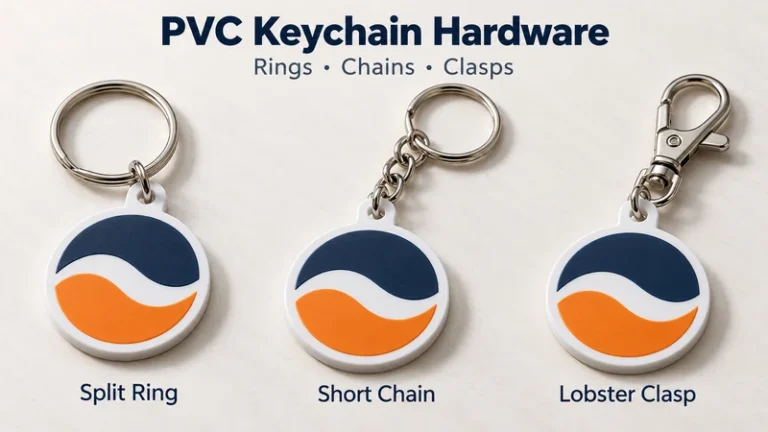 Three matching PVC keychains with split ring short chain and lobster clasp
