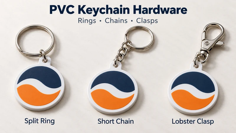 Three matching PVC keychains with split ring short chain and lobster clasp